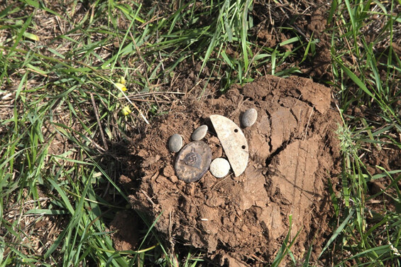 Half of German dogtag and wound badge was found near Stalingrad