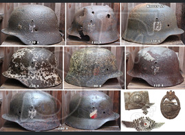 Waffens SS helmet and Wehrmacht helmets for sale