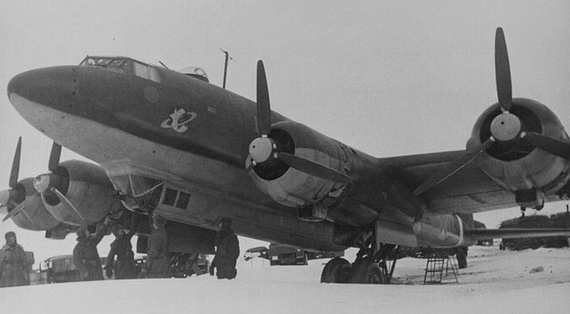 German long-range reconnaissance bomber FW 200 “Condor” (1 Gruppe Kampfgeschwader 40), captured by Soviet troops at the Pitomnik airfield in January 1943