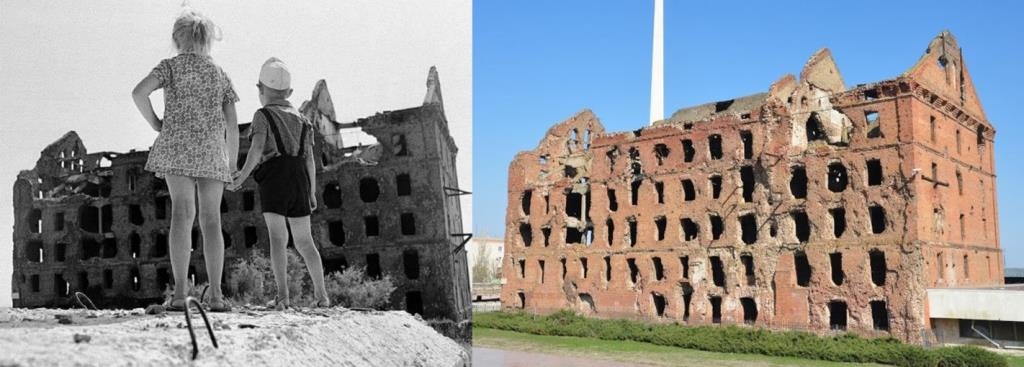 The mill of Gergard after the end of the battle and nowadays The mill of Gergard after the end of the battle and nowadays
