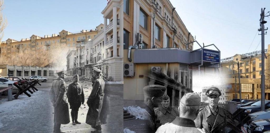 Friedrich Paulus in the center of Stalingrad across from the Department store where he will be captured Friedrich Paulus