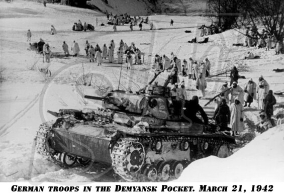 German troops in the Demyansk Pocket. March 21, 1942. German troops in the Demyansk Pocket. March 21, 1942.