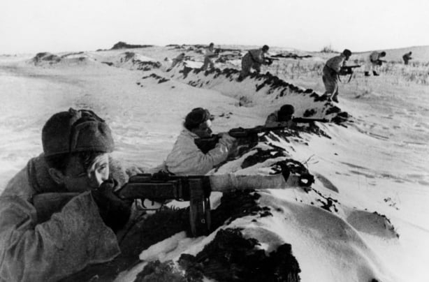 Soviet soldiers during the Battle of Moscow, December 1941