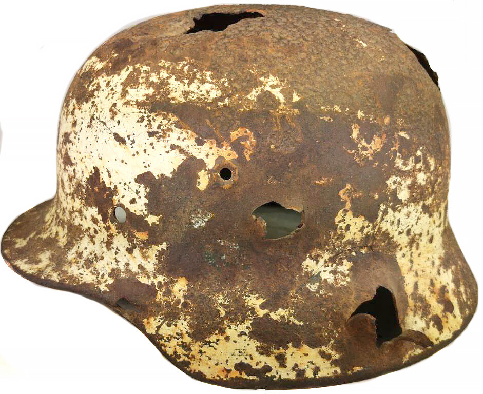 Winter camo German helmet M40 / from Stalingrad