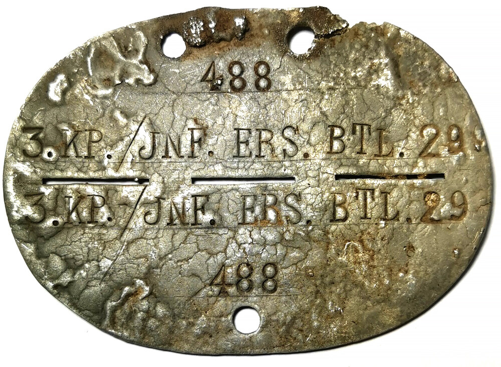 German Dogtag 3.KP./JNF.ERS.BTL.29 / from Stalingrad
