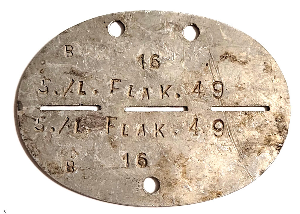 German dogtag 5./L.Flak.49 / from Stalingrad