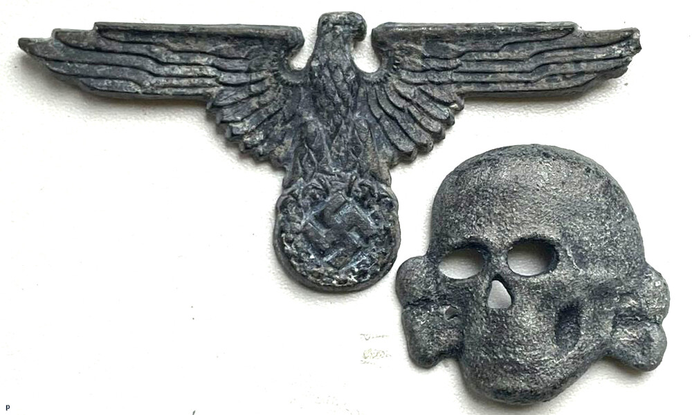 Waffen SS collar tab skull + visor hat eagle
