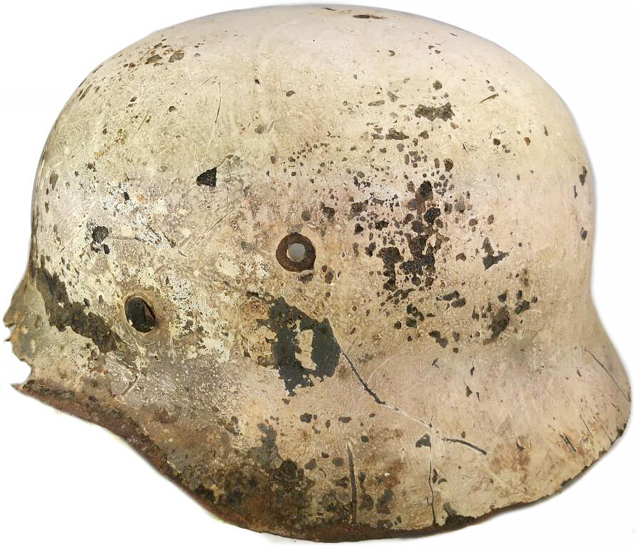 Winter camo German helmet M40 / from Sudzha