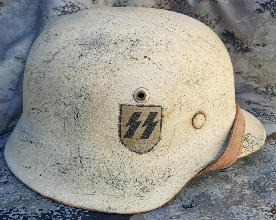 Restored German helmet M35, Winter camo Waffen SS