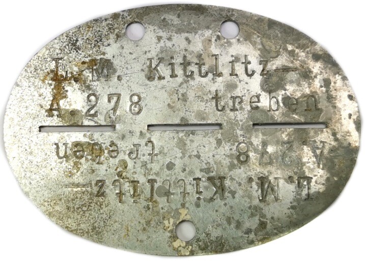 German dogtag L.M. Kittlitz / from Königsberg