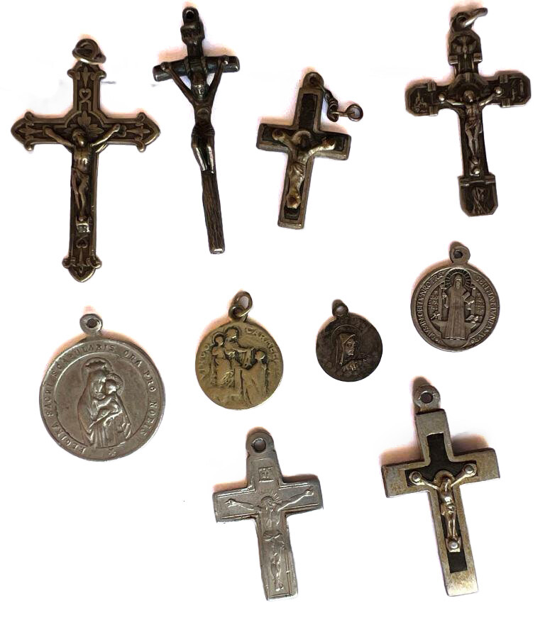 German catholic pendants and crosses / from Leningrad
