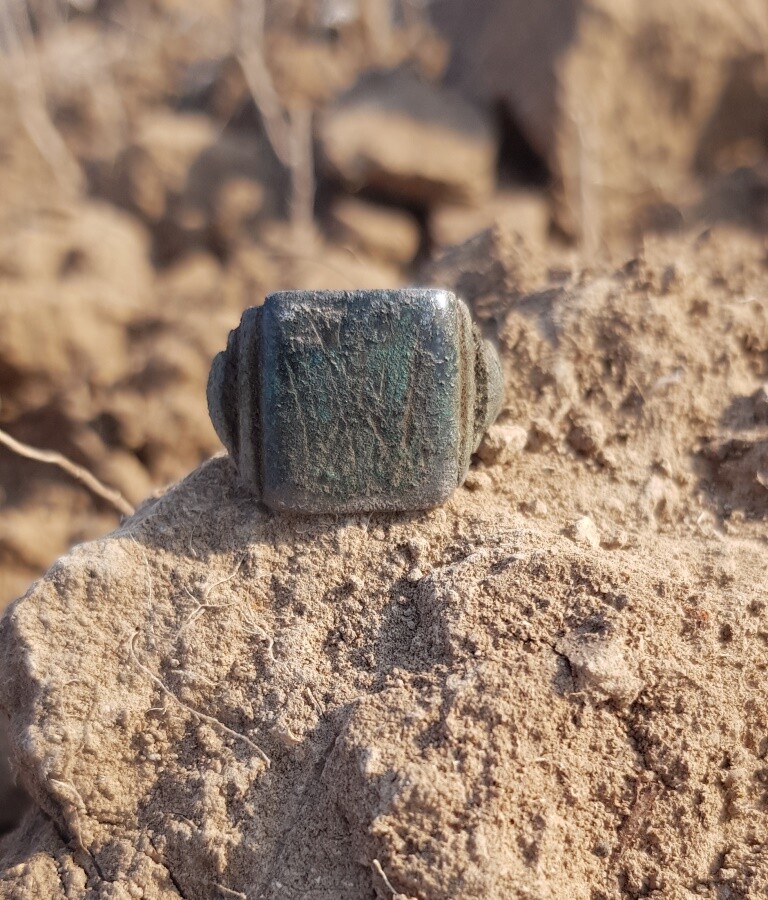 Silver ring with initials / from Stalingrad