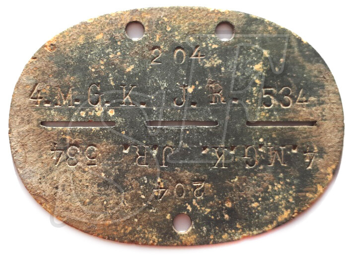 Dog tag 4.M.G.K. J.R. 534 / Stalingrad