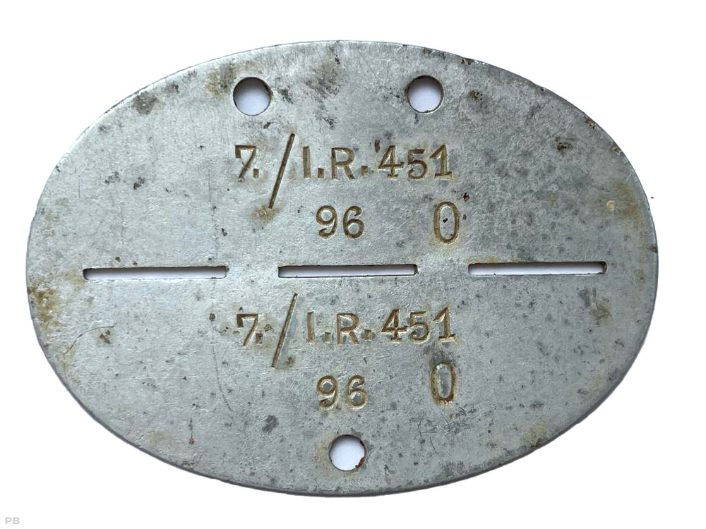 German dogtag 7./I.R.451 / from Rzhev