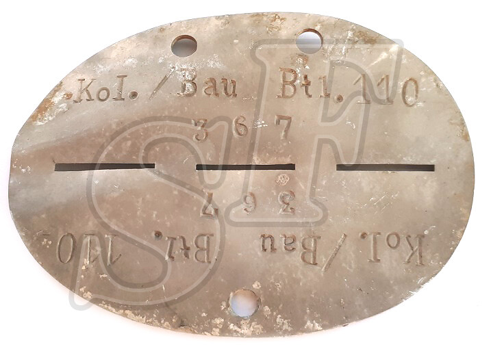 Dogtag Kol./Bau Btl. 110 / from Stalingrad