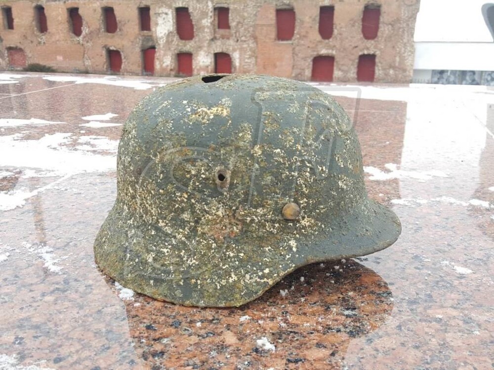 German steel helmet M35 from village “Novaya Nadegda” (eng – “New Hope”)