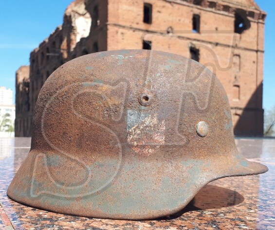 German helmet M35 from village Gorkovskiy