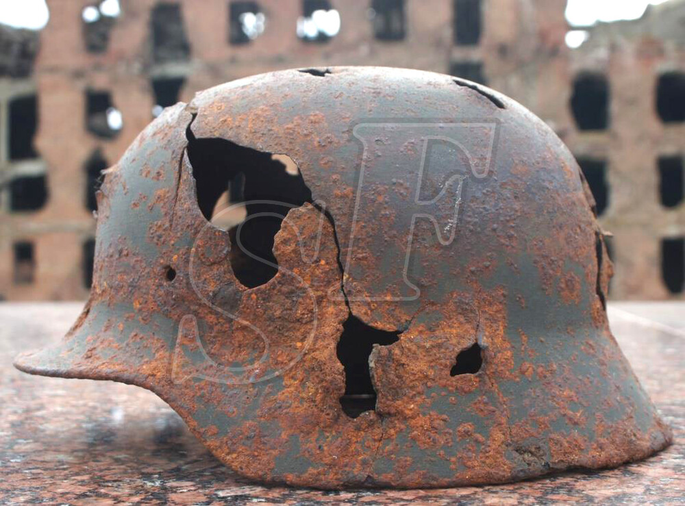 German helmet M35 from village Ezhovka, Stalingrad region