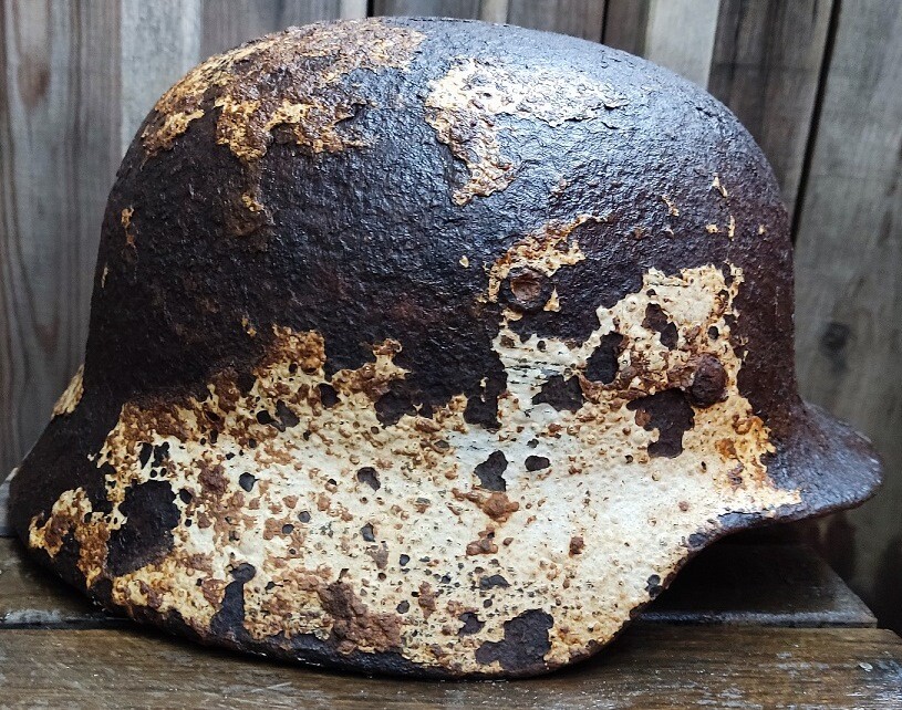 Winter camo German helmet M40 / from Novgorod