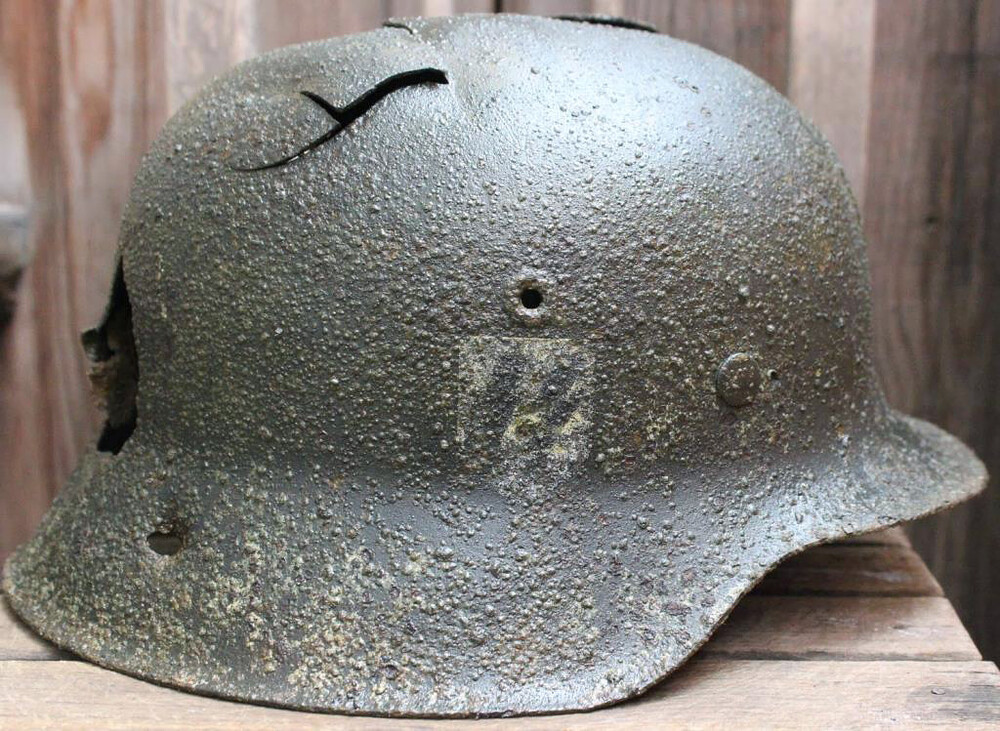 Waffen SS helmet M42 / from Pskov