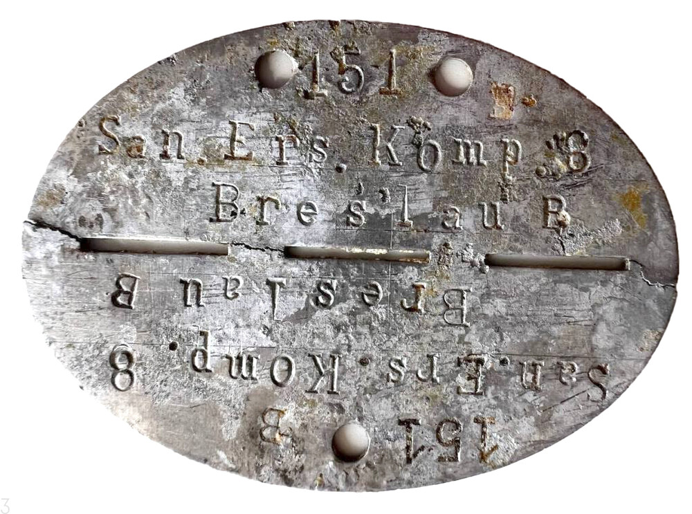 German dogtag San.Ers.Komp.8 Breslau / from Stalingrad