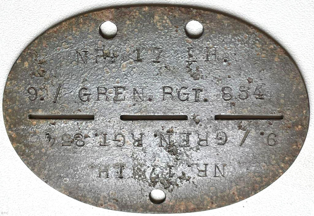 German dogtag 9./GREEN.RGT.854