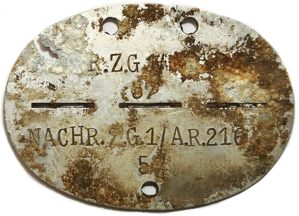German dogtag NACHR.Z.G.1/A.R.216 / from Bobruysk