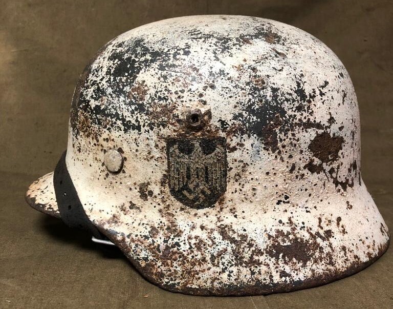 Winter camo Wehrmacht helmet M35 DD / from Stalingrad