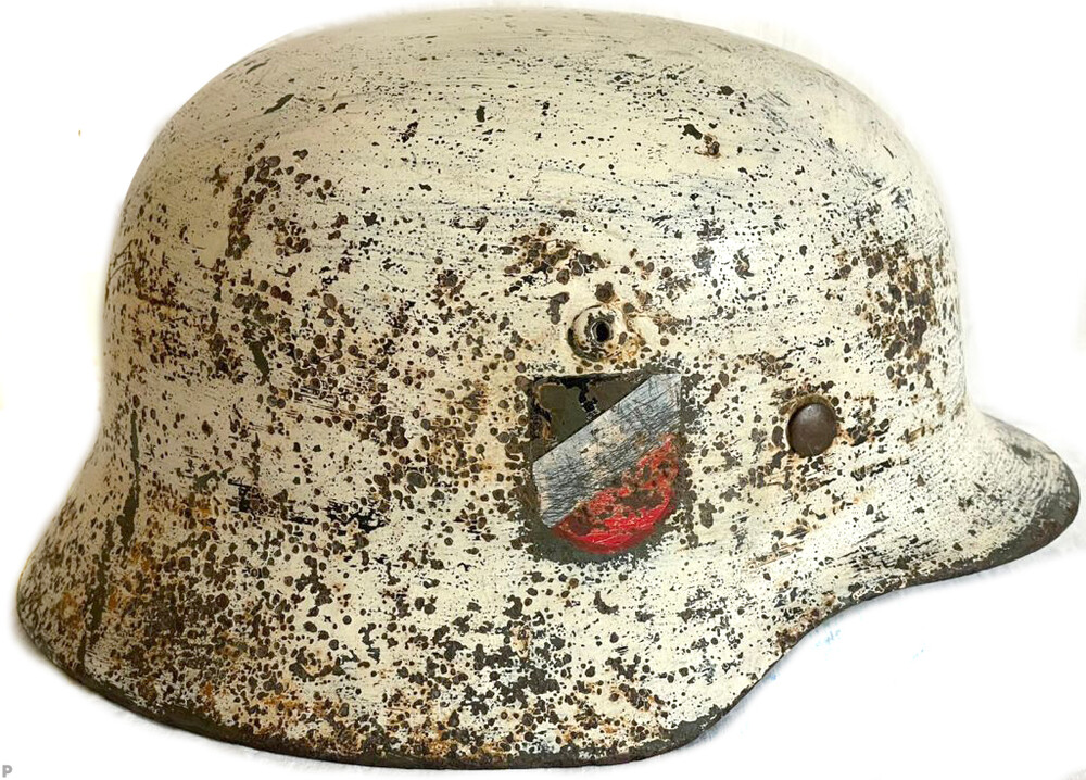 Winter camo Wehrmacht helmet M35 DD / from Rzhev