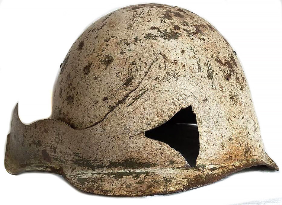Winter camo Soviet helmet SSh39 / from Demyansk pocket