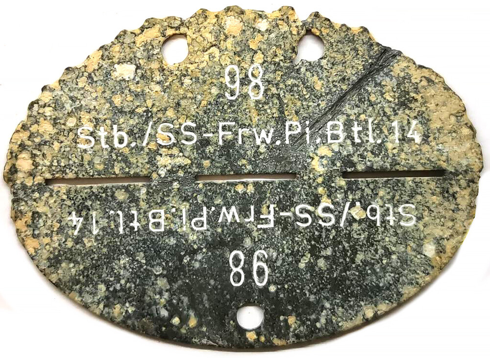 German dogtag Stb./SS-Frw.Pi.Btl.14 / from Leningrad