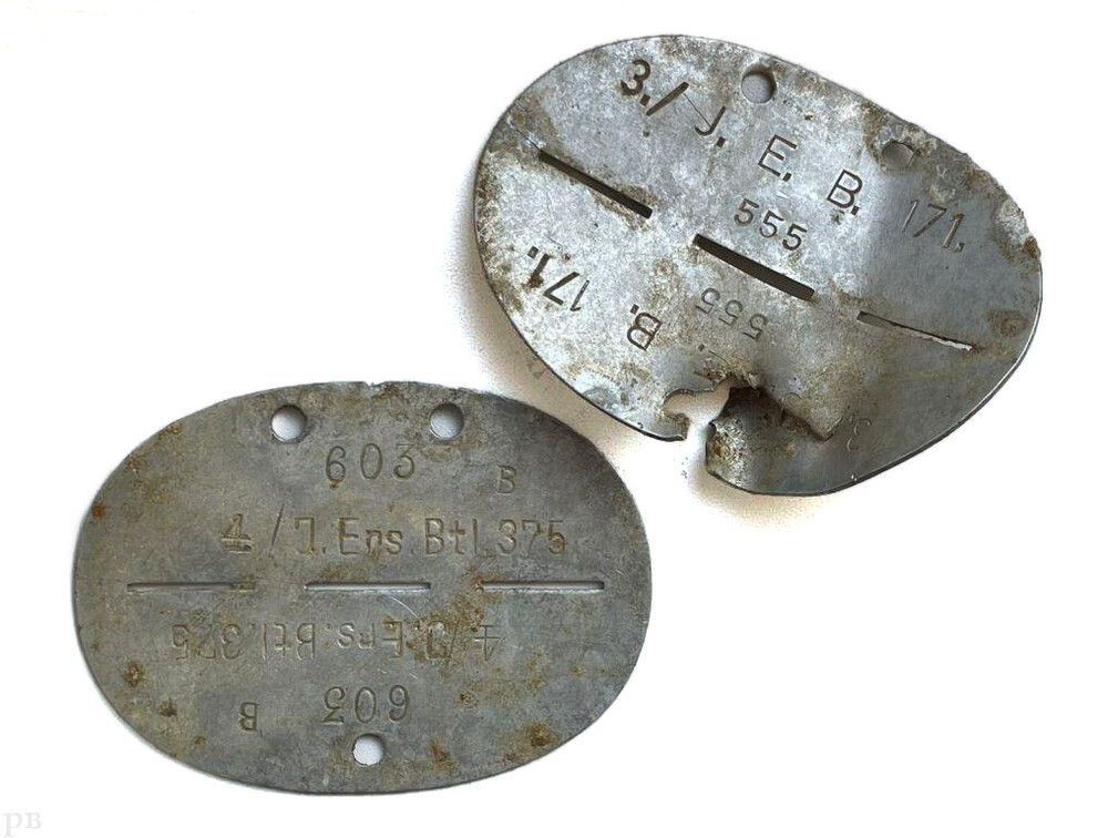3./J.E.B. 171 and 4./ J.Ers.Btl.375 dogtags / from Bobruysk
