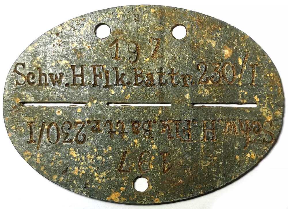German Dogtag Schw.H.Flk.Battr.230/I / from Konigsberg