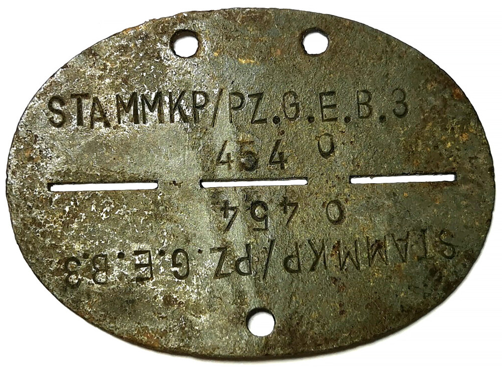 German dogtag STAMMKP/PZ.G.E.B.3 / from Caucasus