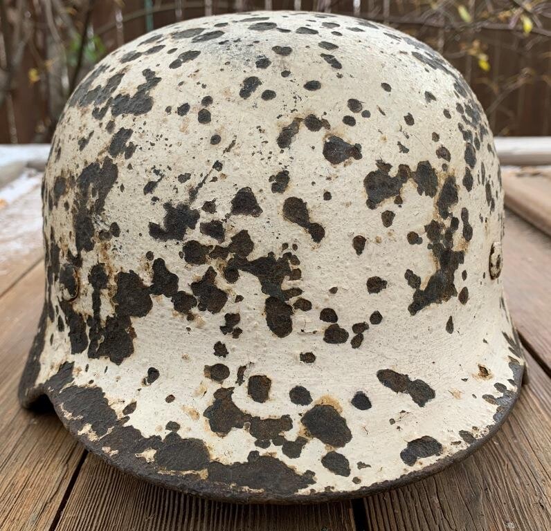 Winter camo German helmet M40 / from Stalingrad