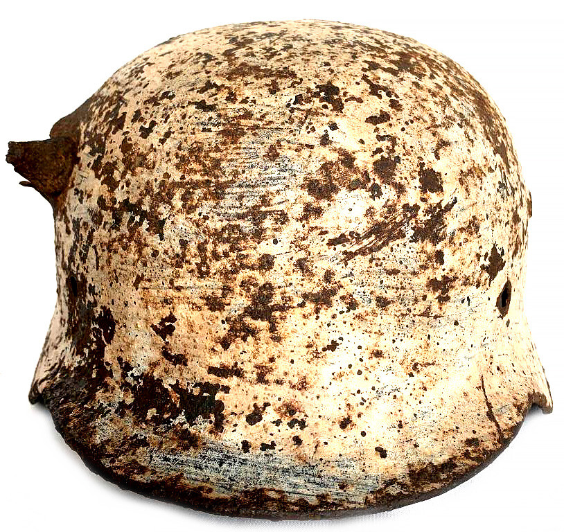Winter camo German helmet M35 / from Leningrad