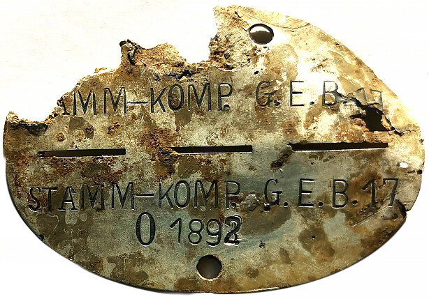 Dogtag STAMM-KOMP.G.E.B.17 / from Koenigsberg