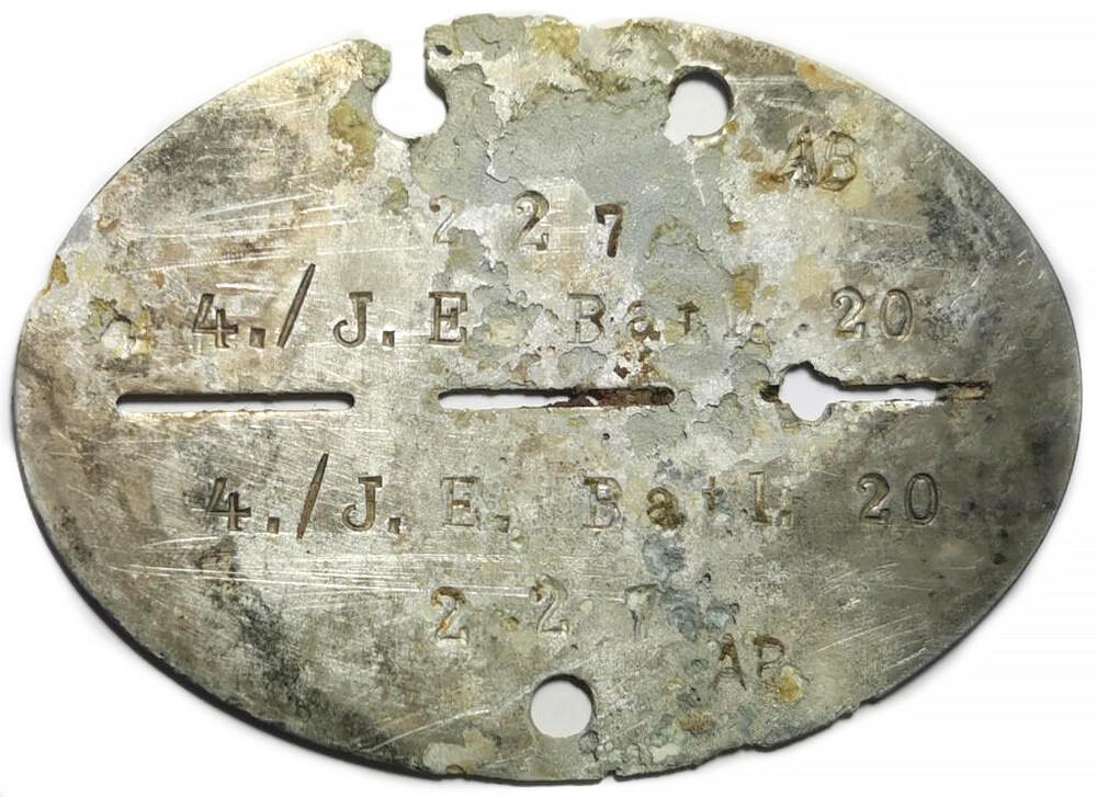 German dogtag 4.J.E.Batl.20 / from Stalingrad