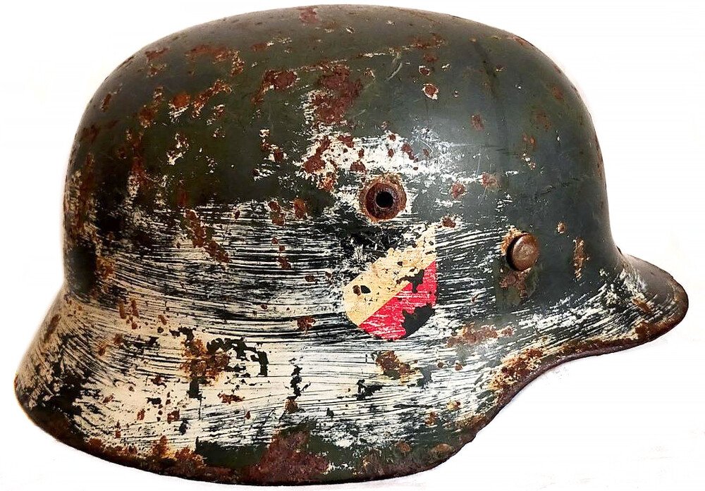 Winter camo German helmet M35 DD / from Demyansck