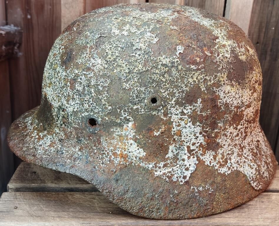 Winter Camo German helmet M40 / from Smolensk