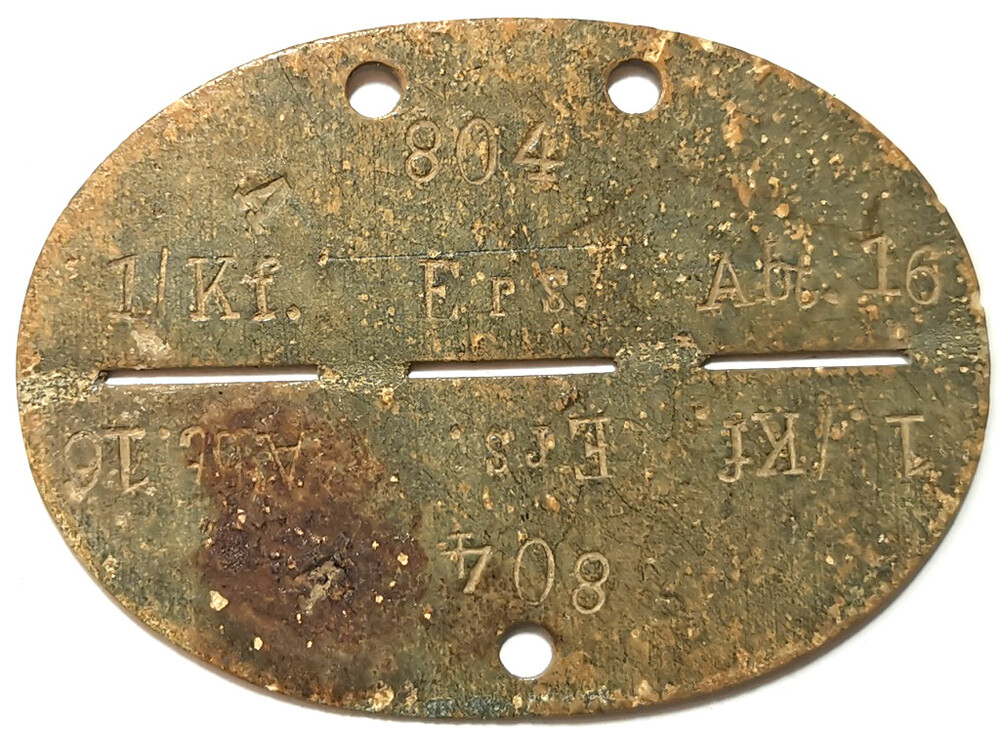 German dogtag 1/Kf.Ers.Abt.16 / from Bobruysk