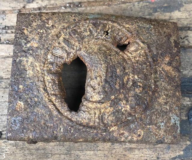 Iron Wehrmacht belt buckle "Gott mit Uns" / from Stalingrad