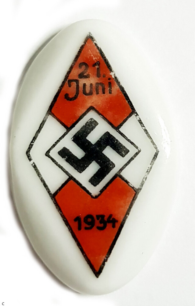 21 Juni 1934 Hitler Youth badge / from Koenigsberg