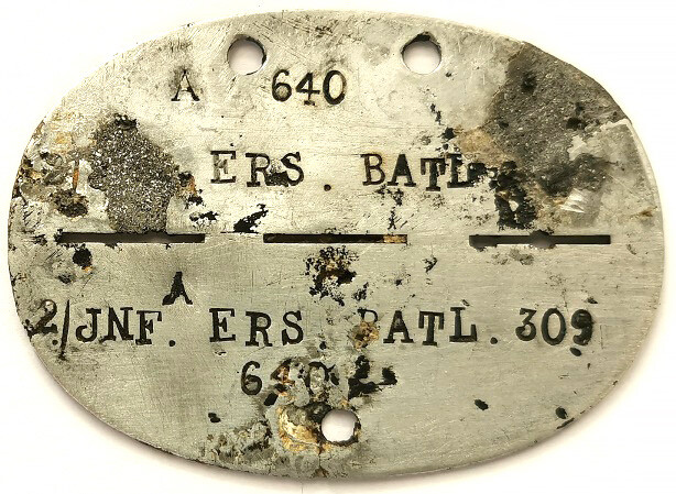 German dogtag 2/INF.ERS.BATL.309 / from Stalingrad