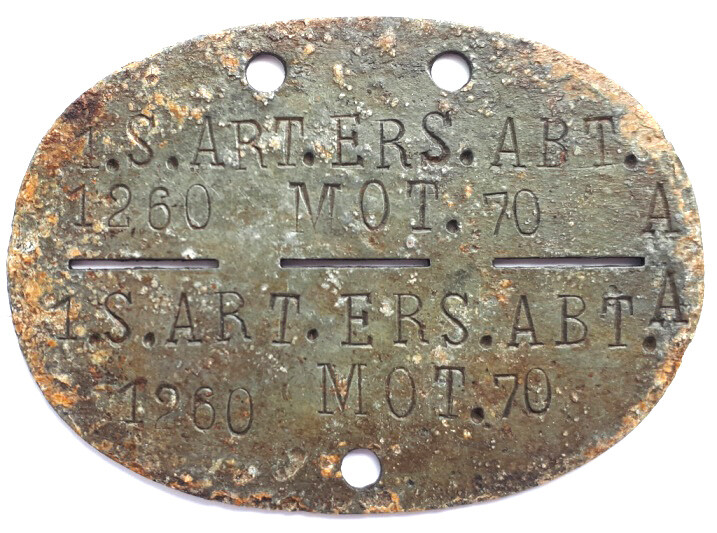 German dogtag 1.S.ART.ERS.ABT.MOT.70 / from Stalingrad