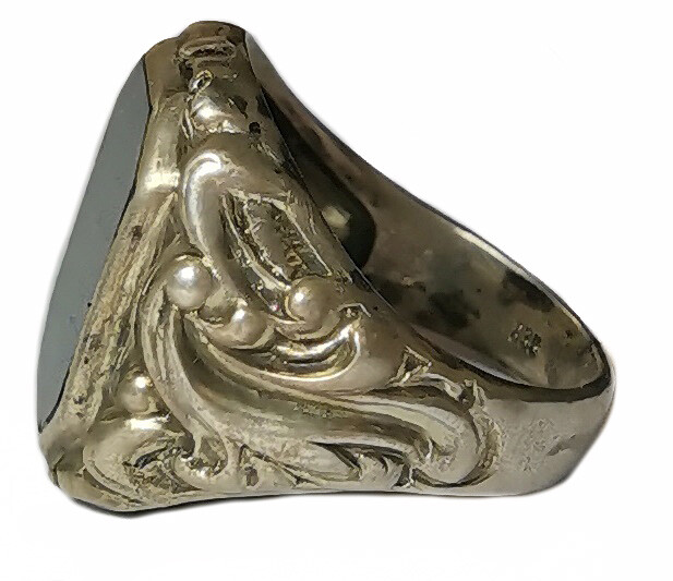 German silver ring with black stone / from Konigsberg