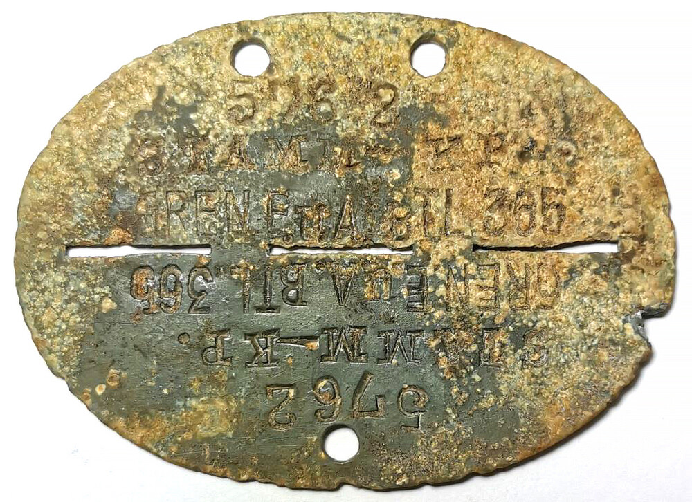 German Dogtag STAMM-KP.GREN.E.u.A.BTL.365 / from Orel