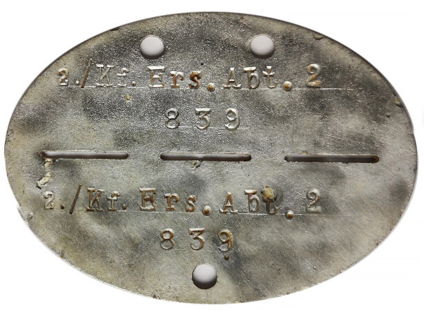 German dogtag 2./Kf.Ers.Abt.2