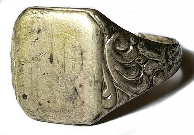 German Silver Ring with initials / from Stalingrad