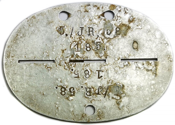 German dogtag 5./J.R.58 / from Bobruysk